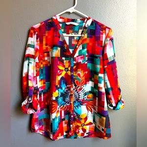 Desigual Colorful Blouse with rolled up sleeves